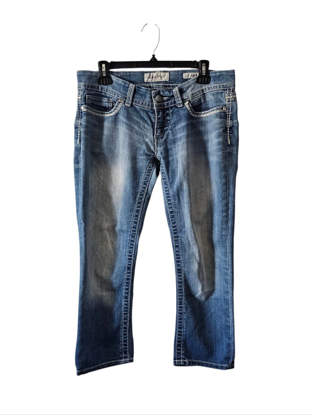 Daytrip Aries Capri Jeans Size 29 Blue Crop Denim Y2K Thick Stitch Low Rise